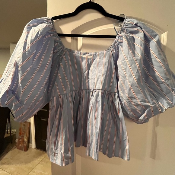 ~Things Between~ Blue Striped Women's Top - Picture 6 of 9